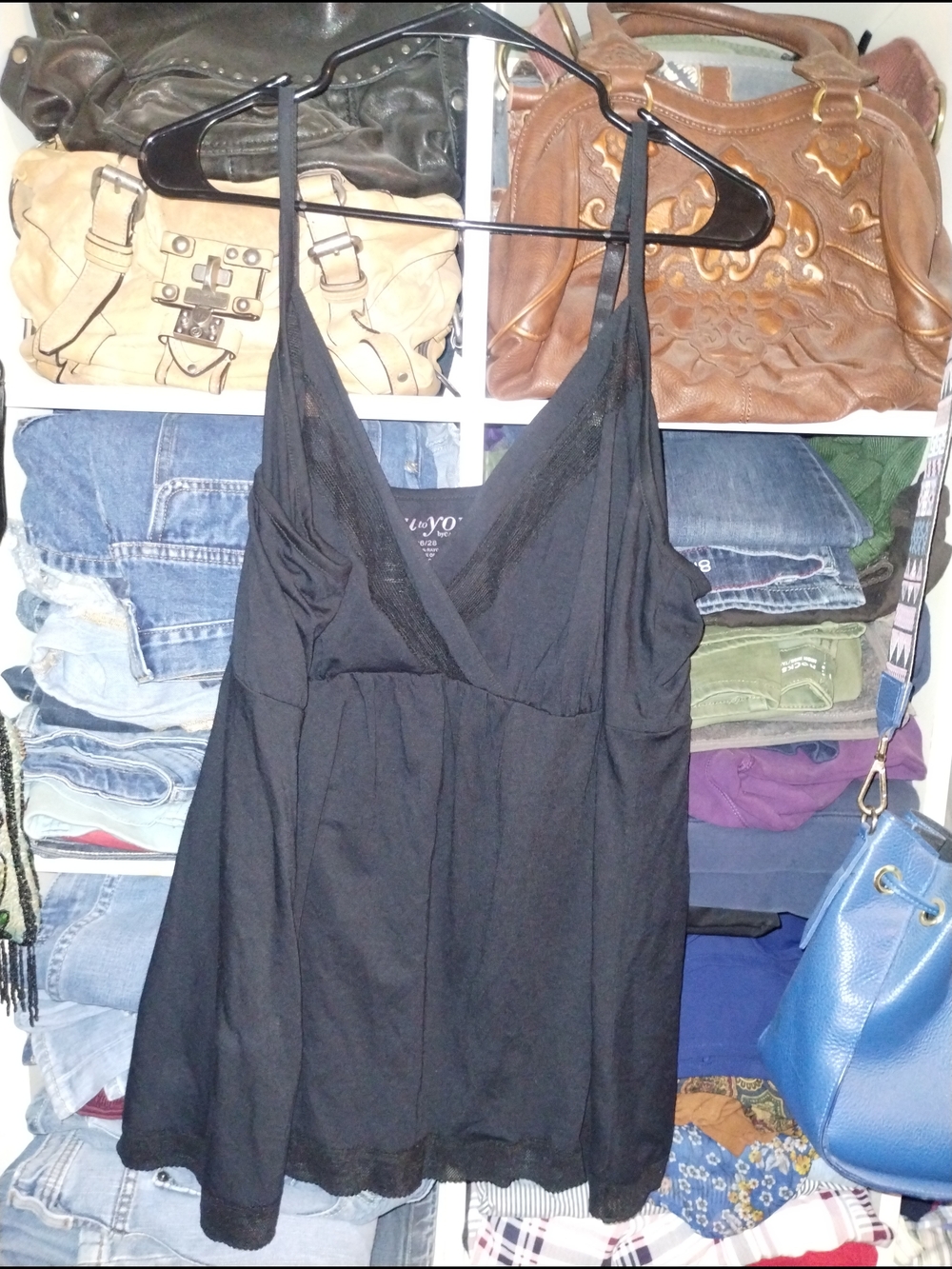 Cacique Black Knit V-Neck Top